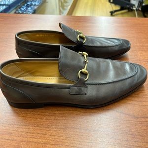 Gucci Jordaan Leather Loafers Men's Shoes Brown 406994 USA Size 12 Made in Italy
